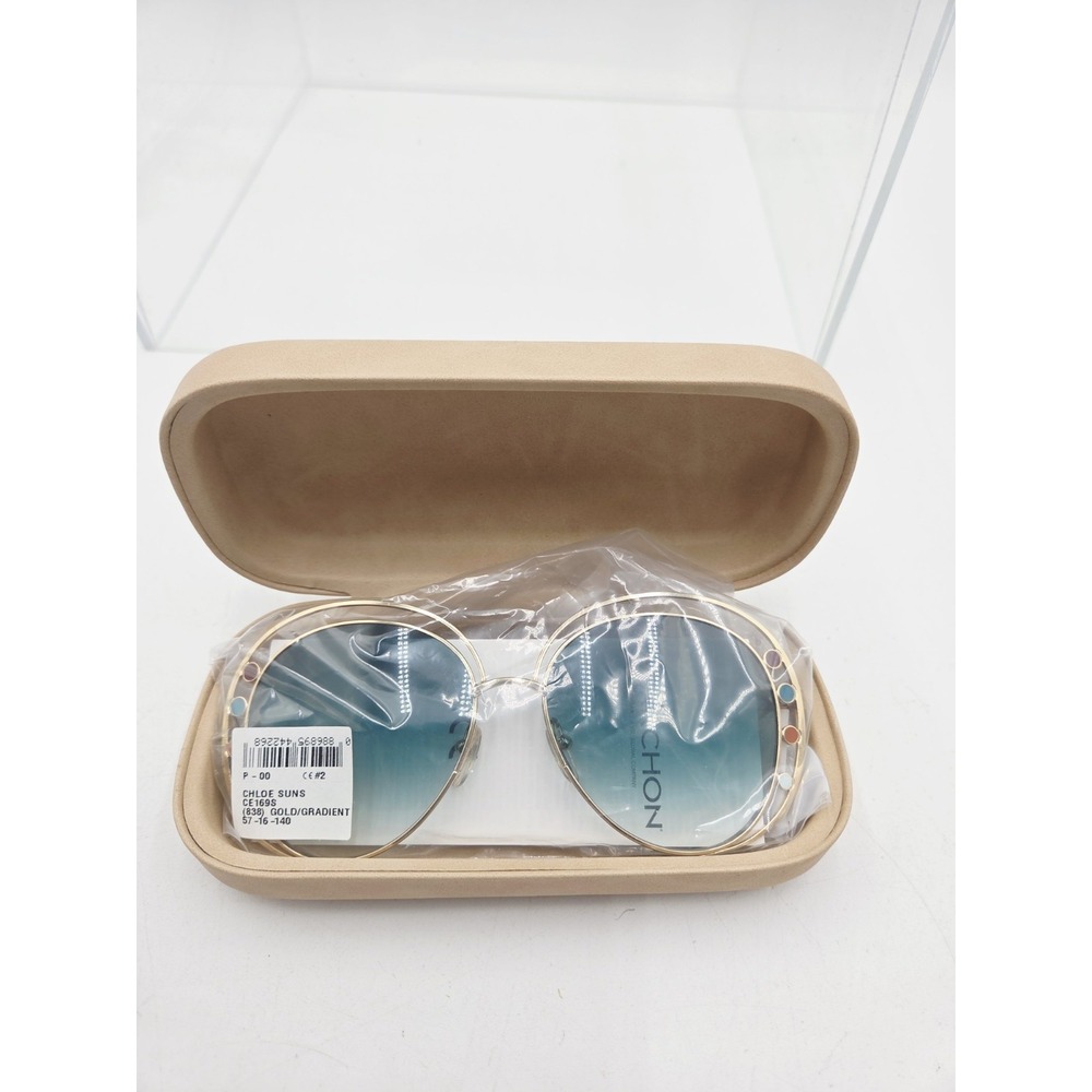 Chloe Women's Gold Round Sunglasses CE169S-838 Gradient Lens Hollywood Aviator